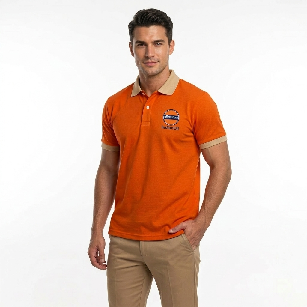 IOCL Petrol Pump Staff Uniform T-Shirt for Men